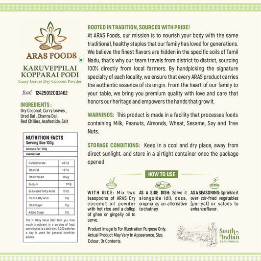 Curry leaves dry coconut powder