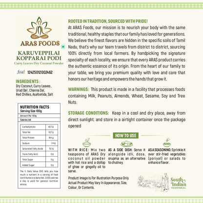 Curry leaves dry coconut powder
