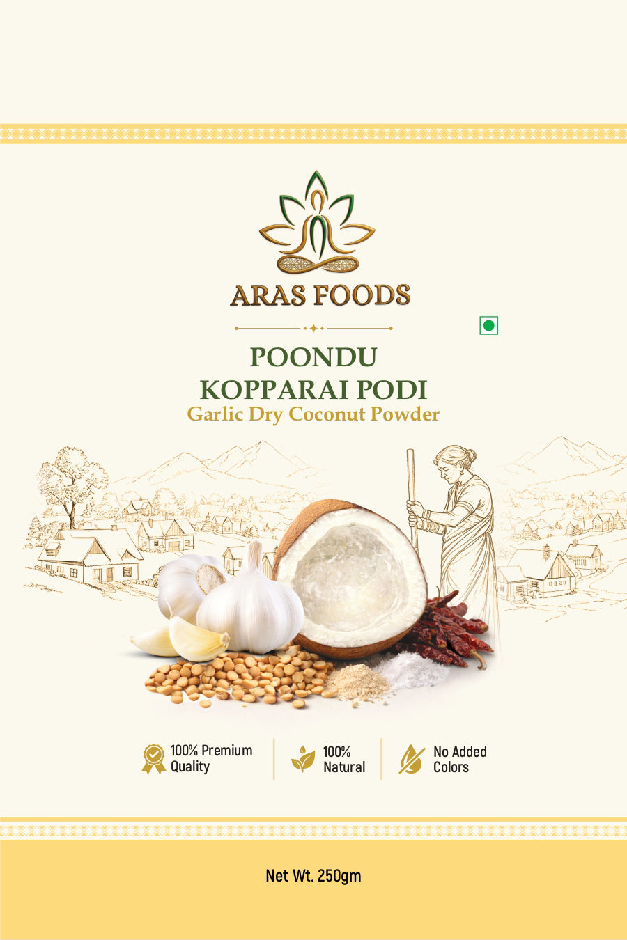 Poondu Kopparai podi-Garlic dry coconut powder