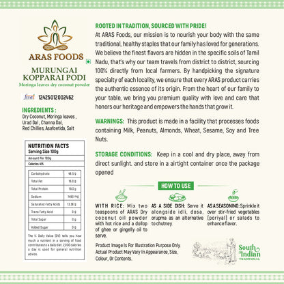 Murungai Kopparai podi -Moringa Dry coconut powder