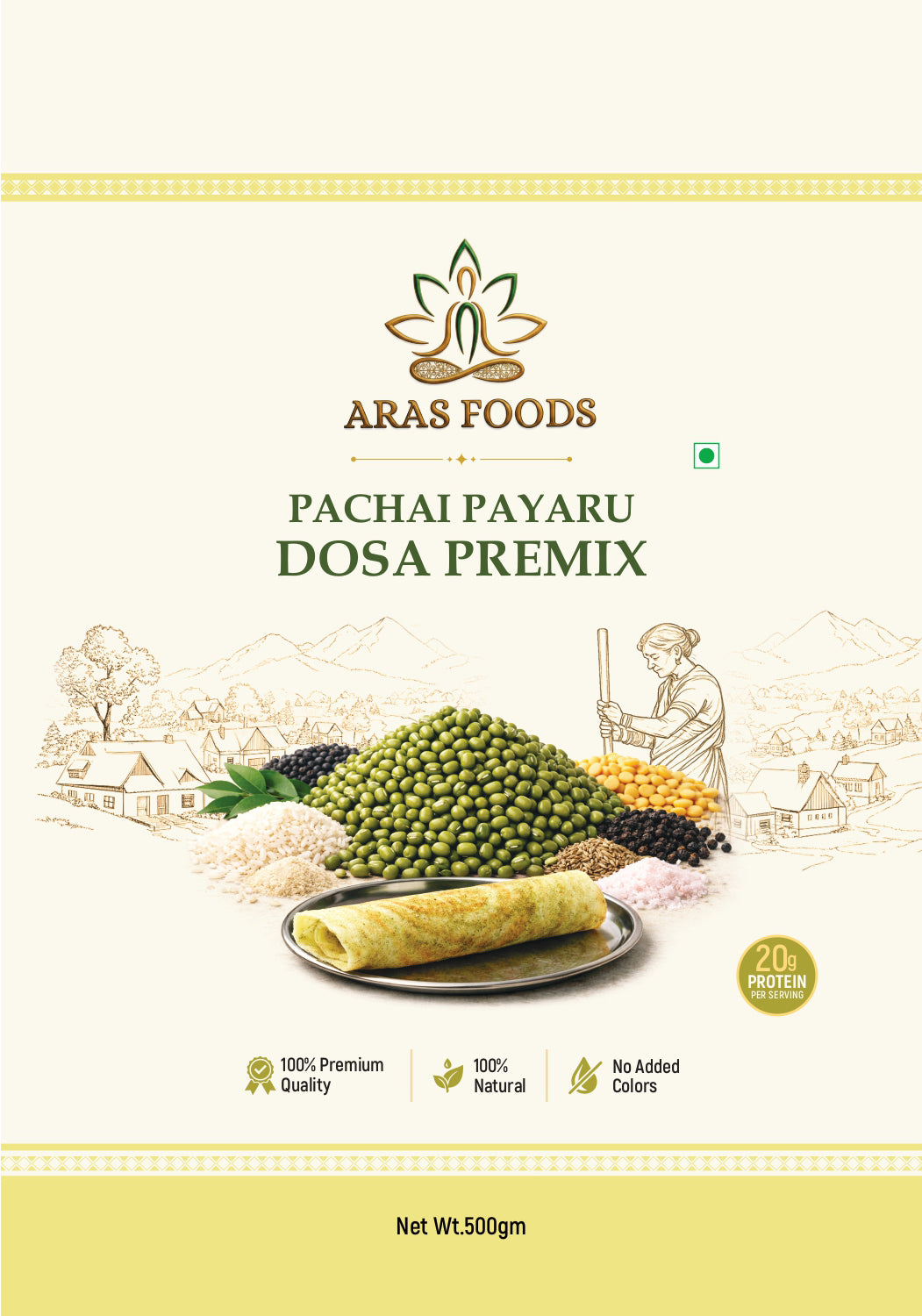 Pachai payaru dosa mix - green gram dosa mix-500gm